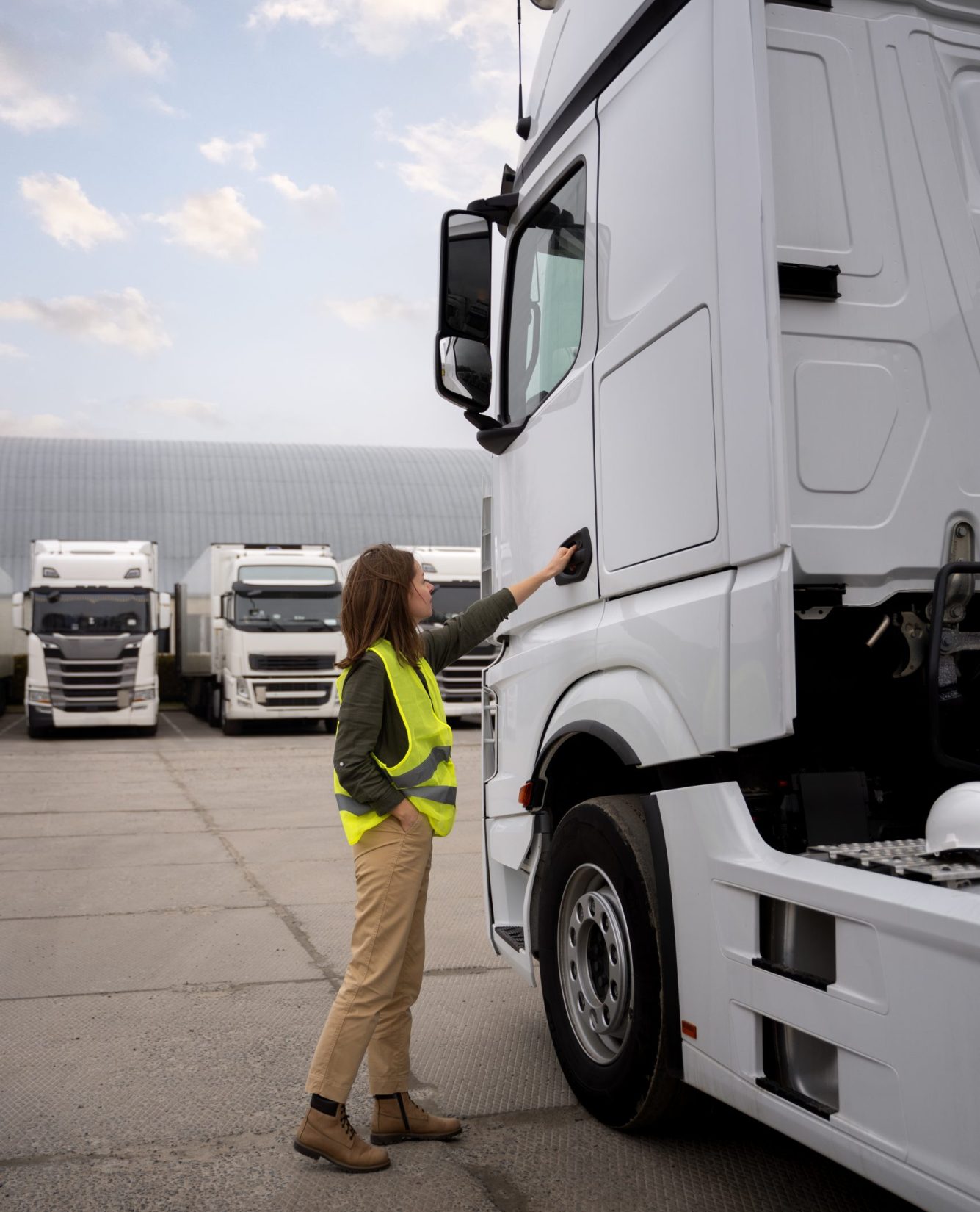 full-shot-woman-fixing-truck